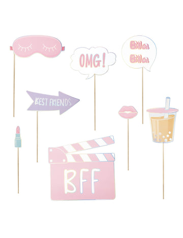 8 картонени аксесоара за фотокабина за момичешко пижамено парти