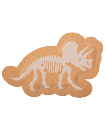 8 бели и крафт чинии с динозаври, 14,5 x 22 cm скелет на трицератопс