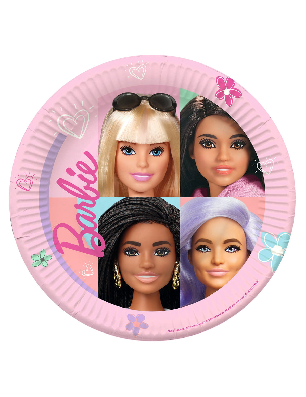 Assiettes en carton Barbie Sweet Life pour enfant rose avec portraits de poupées
