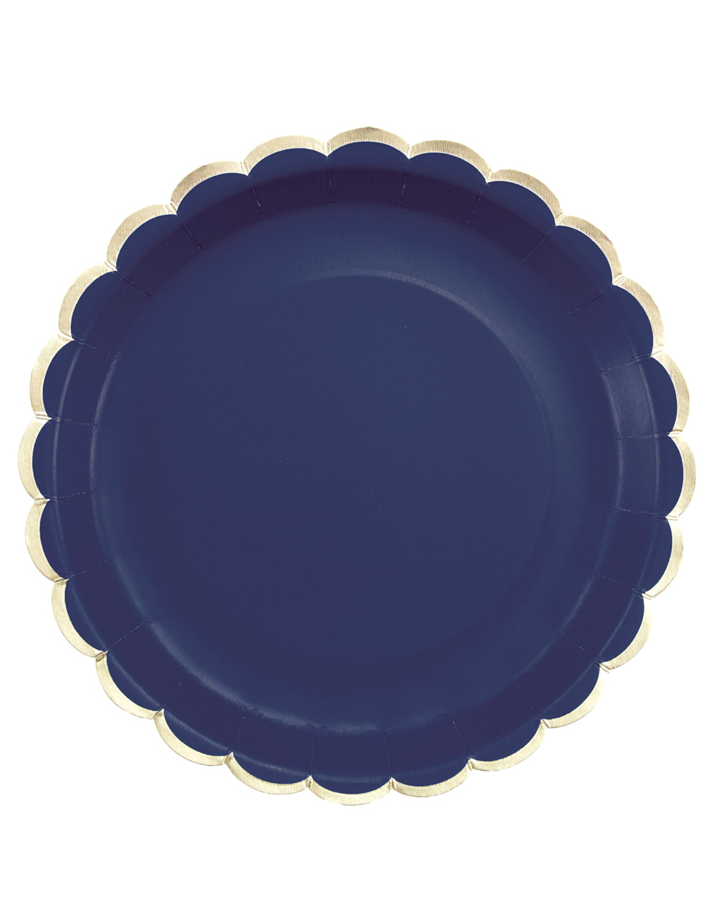 8 assiettes festonnées en carton bleu marine et or 23 cm élégantes
