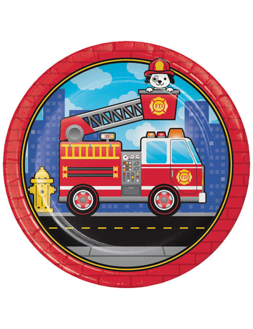 8 хартиени чинии за пожарна кола 23 cm за рожден ден