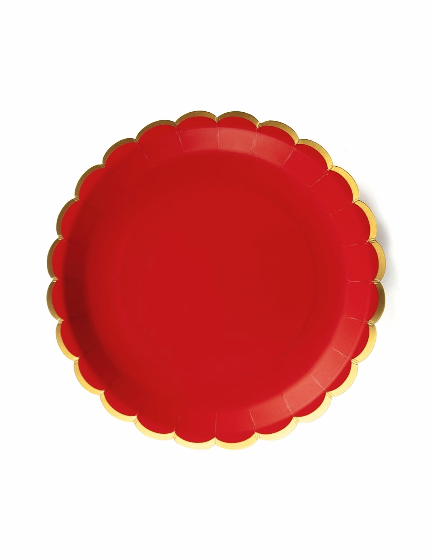 8 червени и златни картонени чинии с фестончета 23 cm за Коледа