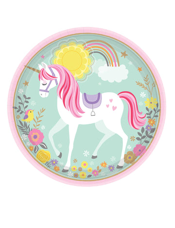 8 хартиени чинии с красива магическа еднорог 23 cm 