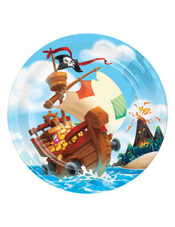 8 хартиени чинии с пиратски съкровища 22 cm за рожден ден