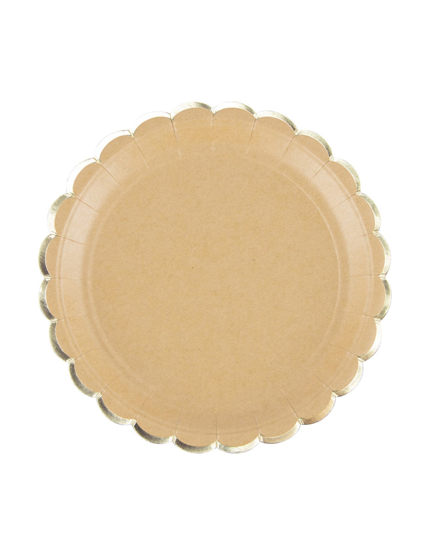 8 крафт и златни фестонирани картонени чинии, 23 см