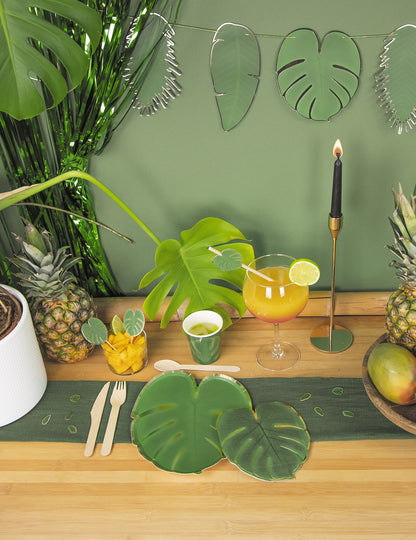 8 хартиени чинии с тропически листа 23 cm