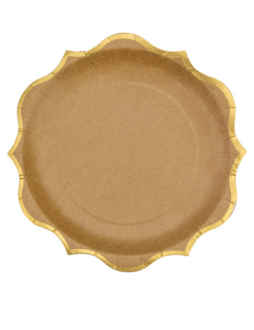 8 assiettes en kraft bordures dorées 23 cm chic et bohème