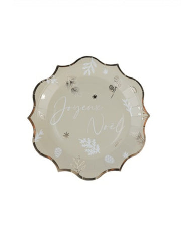 8 коледни чинии с ботанически мотиви в сиво-зелено 23 cm Весела Коледа