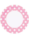 8 assiettes à pois blancs rose clair en carton