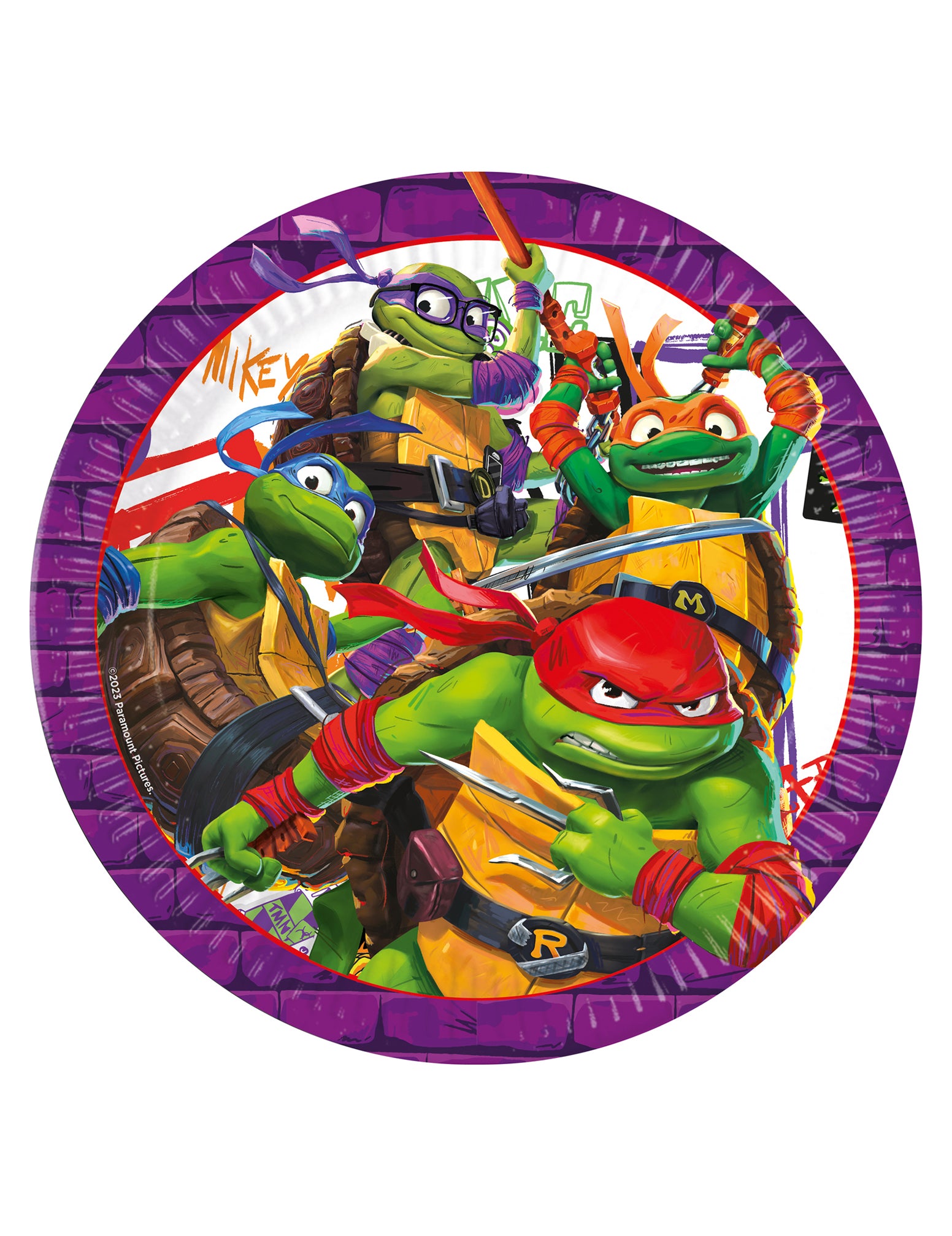 Assiettes Tortues Ninja next generation pour enfant violettes avec bordure brique