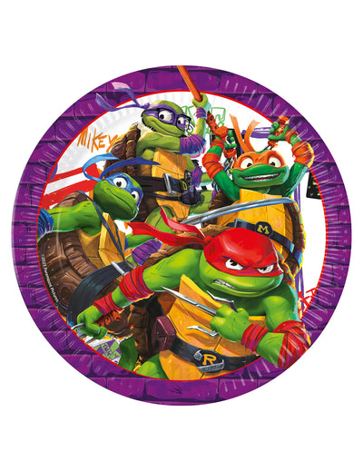 Assiettes Tortues Ninja next generation pour enfant violettes avec bordure brique