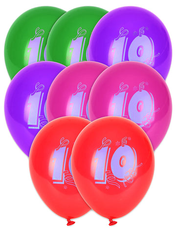 8 балона с цифра 10, многоцветни, 30 cm 