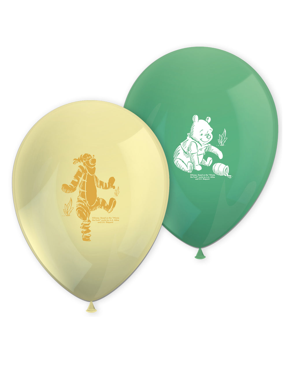 Ballons en latex Winnie l'ourson pour enfant jaune et vert avec imprimés Tigrou et Winnie