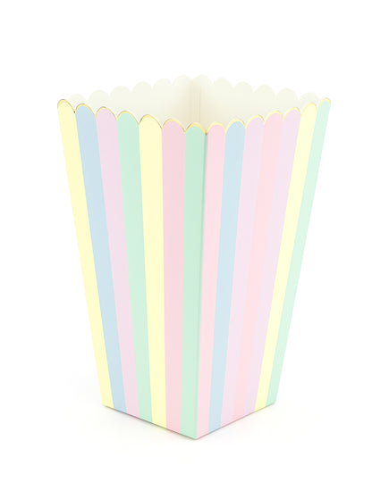 8 кутии за пуканки в дъга и злато 12,5 x 7 cm от картон 