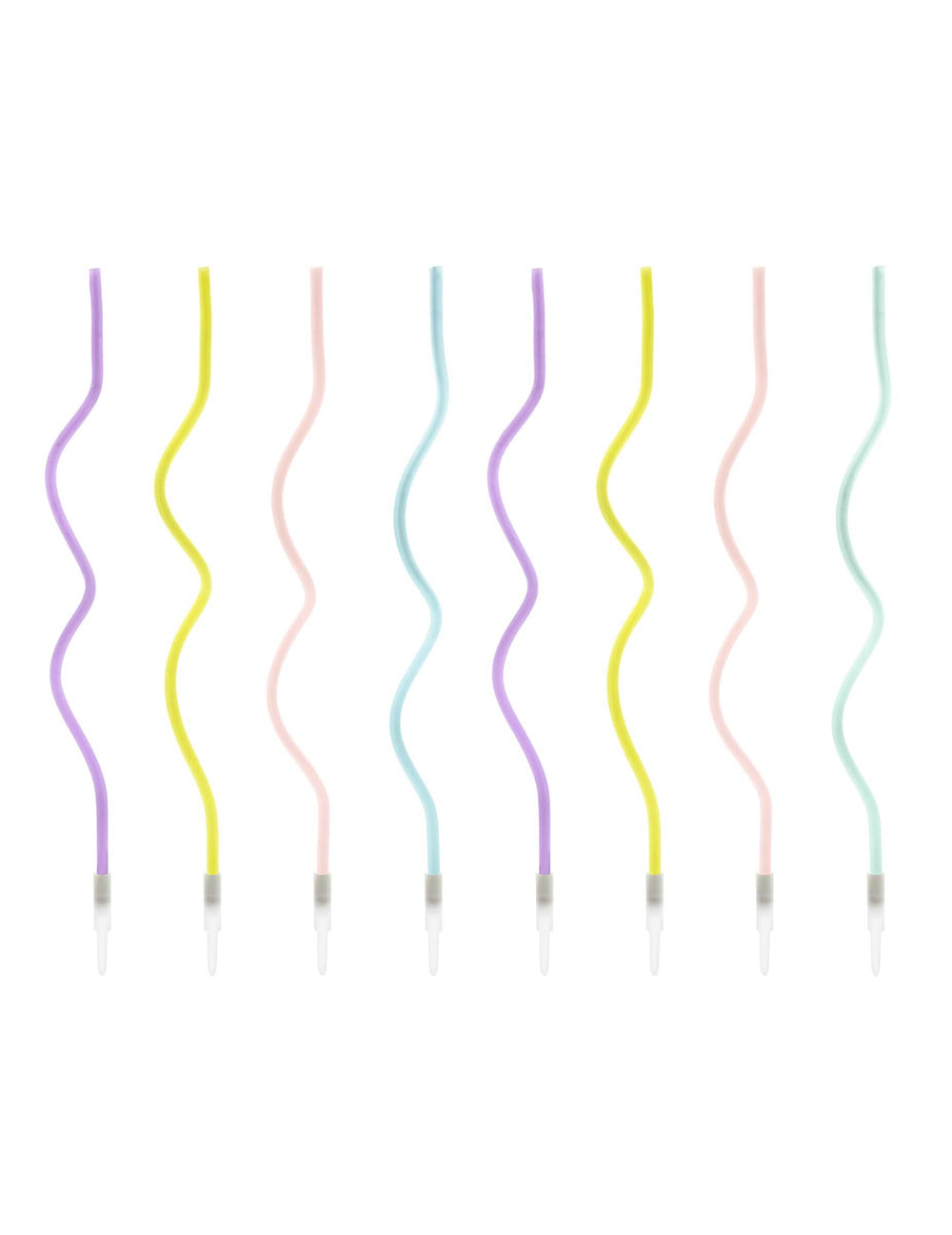 8 bougies spirales pastel pour fête multicolores avec bobèches