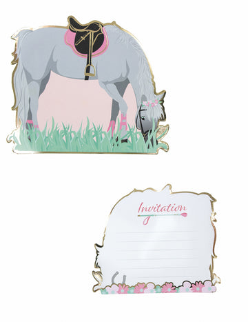 8 покани с коне 13 cm за рожден ден