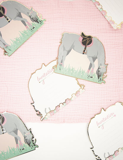 8 покани с коне 13 cm за рожден ден