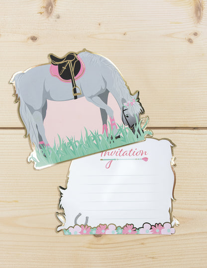 8 покани с коне 13 cm за рожден ден