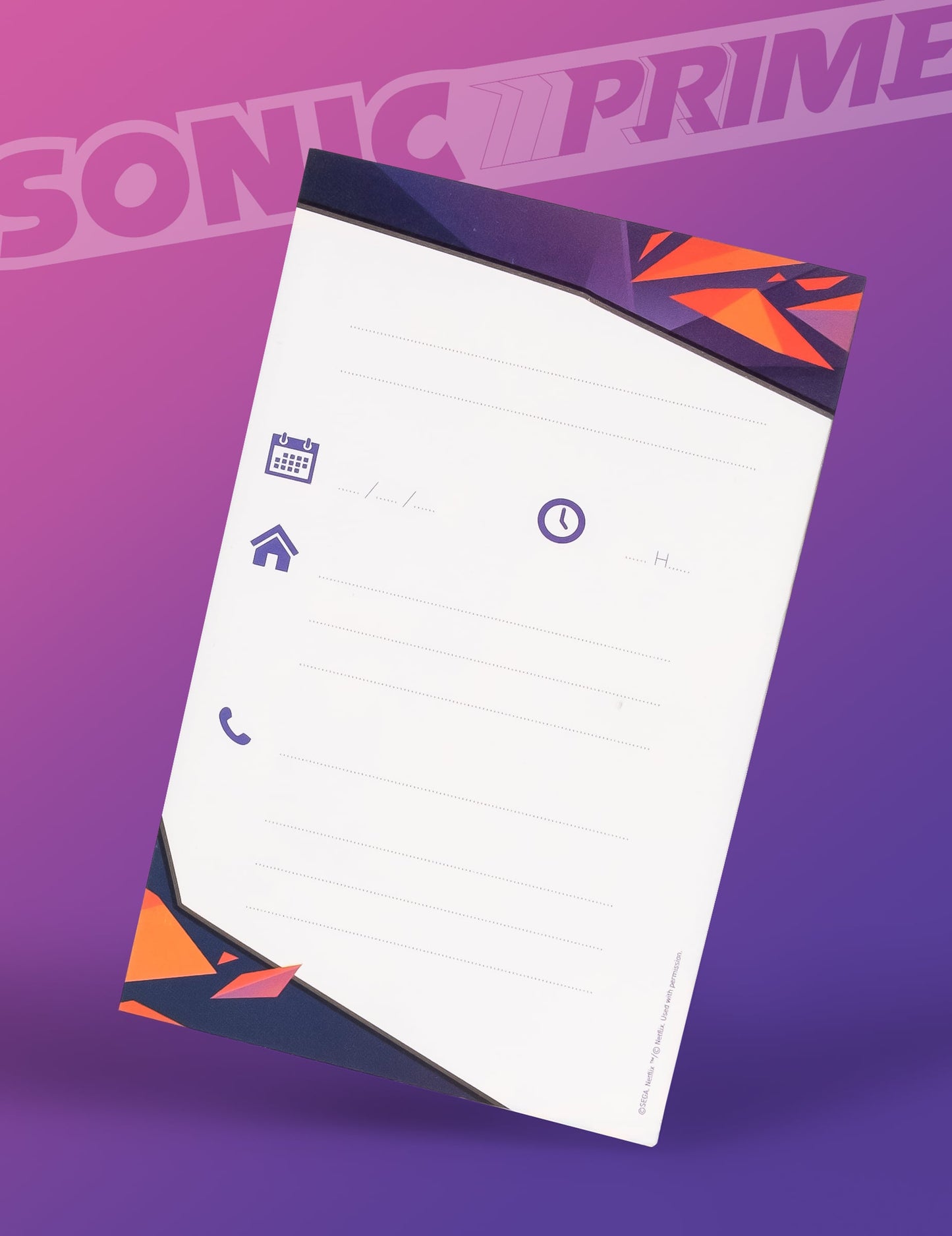 Verso à remplir des cartes d'invitation Sonic Prime