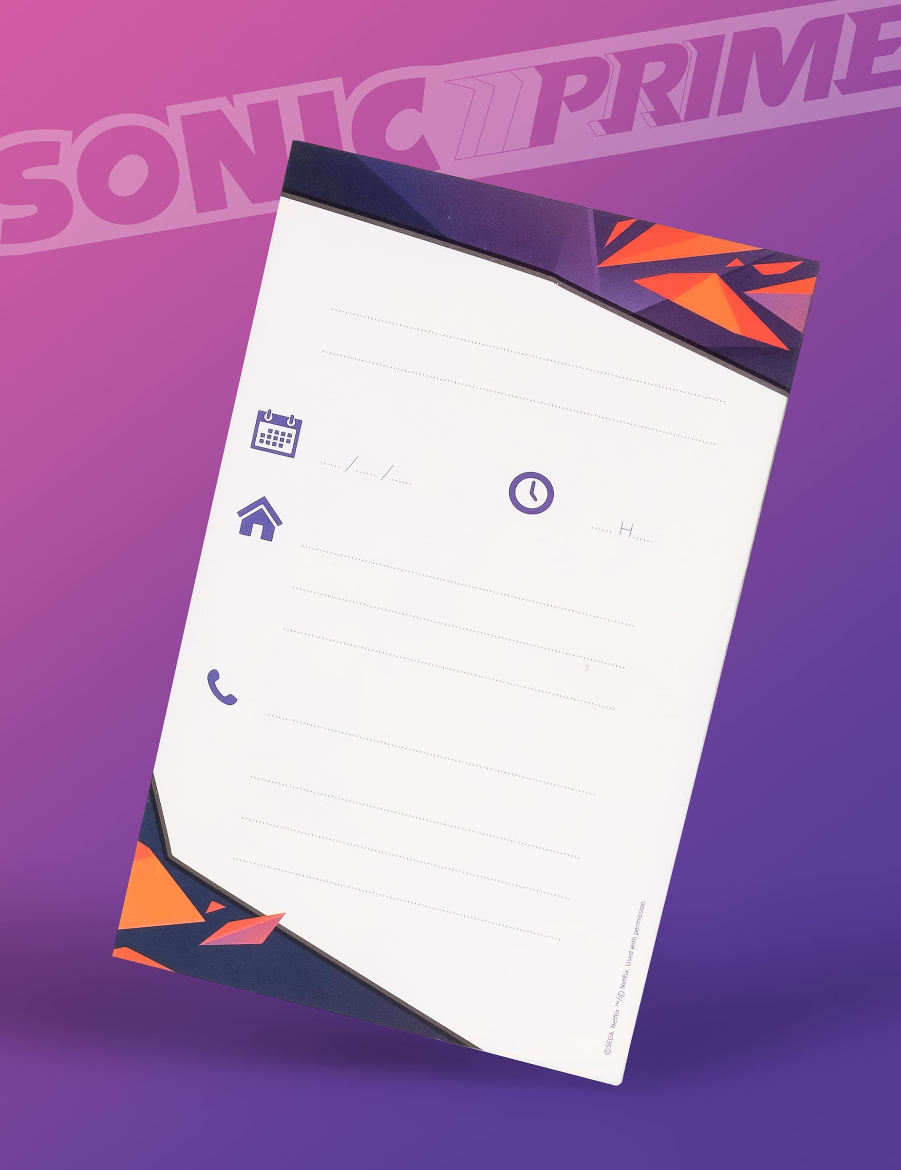 Verso à remplir des cartes d'invitation Sonic Prime