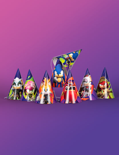 Ensemble des 8 modèles du chapeau de fête Sonic Prime