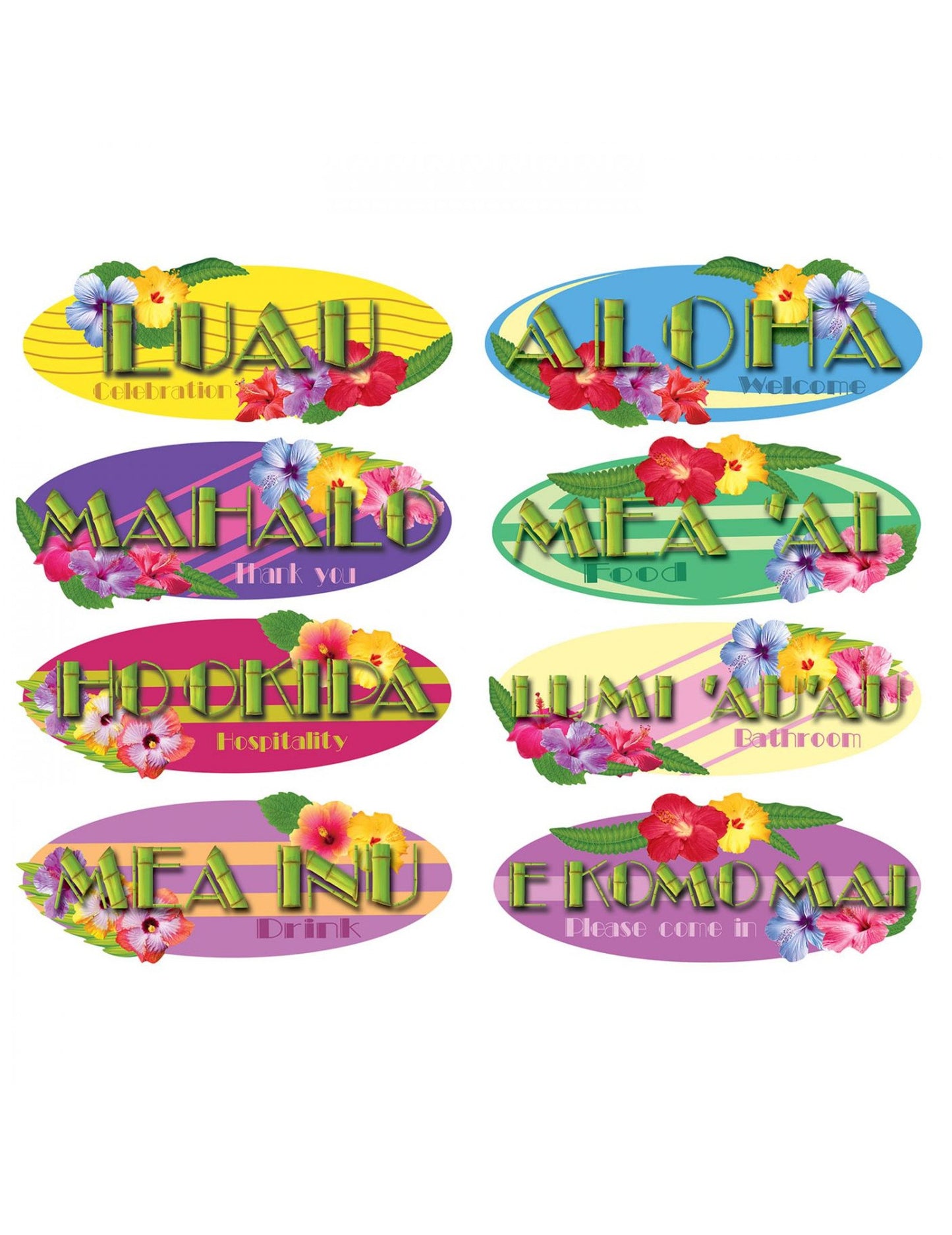 8 Хавайски стенни декорации 40 cm 
