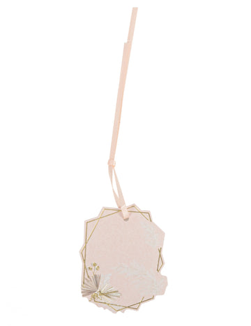 8 бохо руж и златни етикета 6 cm с пера и панделка