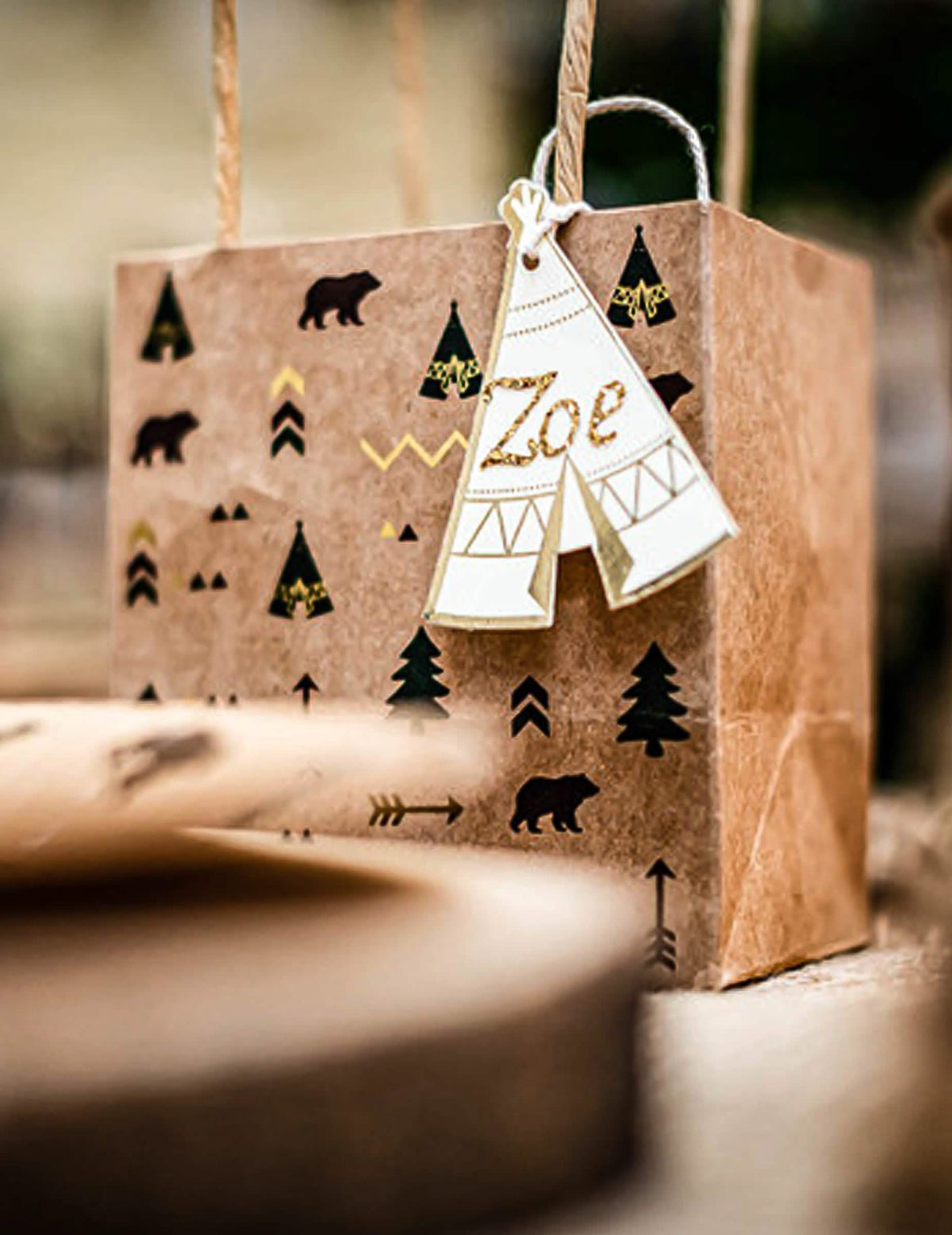 Ситуация с картонен етикет tipi indian forest