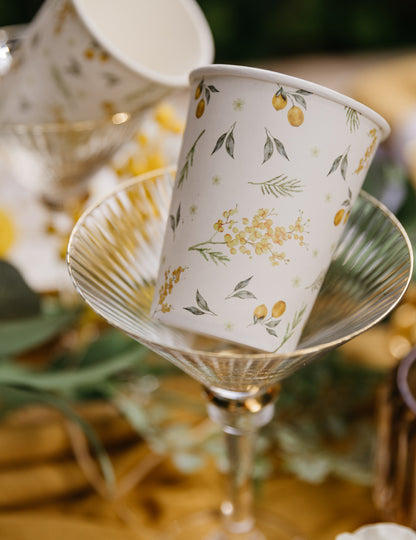 8 картонени чаши с форма на лимон и листа, 255 мл, за рожден ден