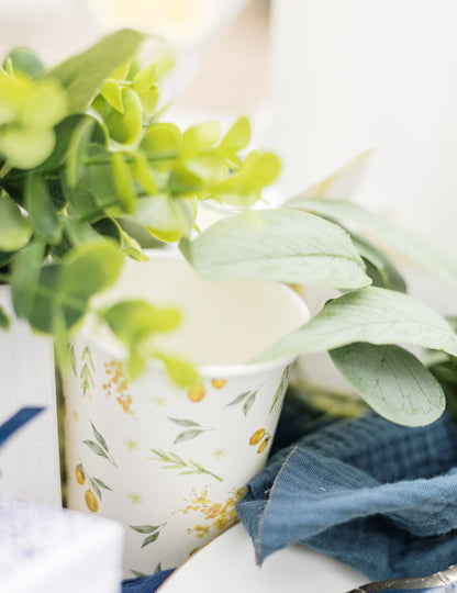 8 картонени чаши с форма на лимон и листа, 255 мл, за рожден ден