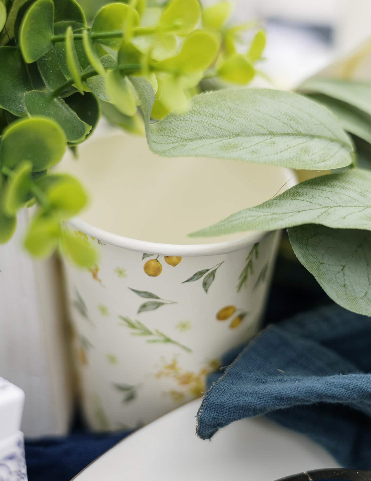 8 картонени чаши с форма на лимон и листа, 255 мл, за рожден ден