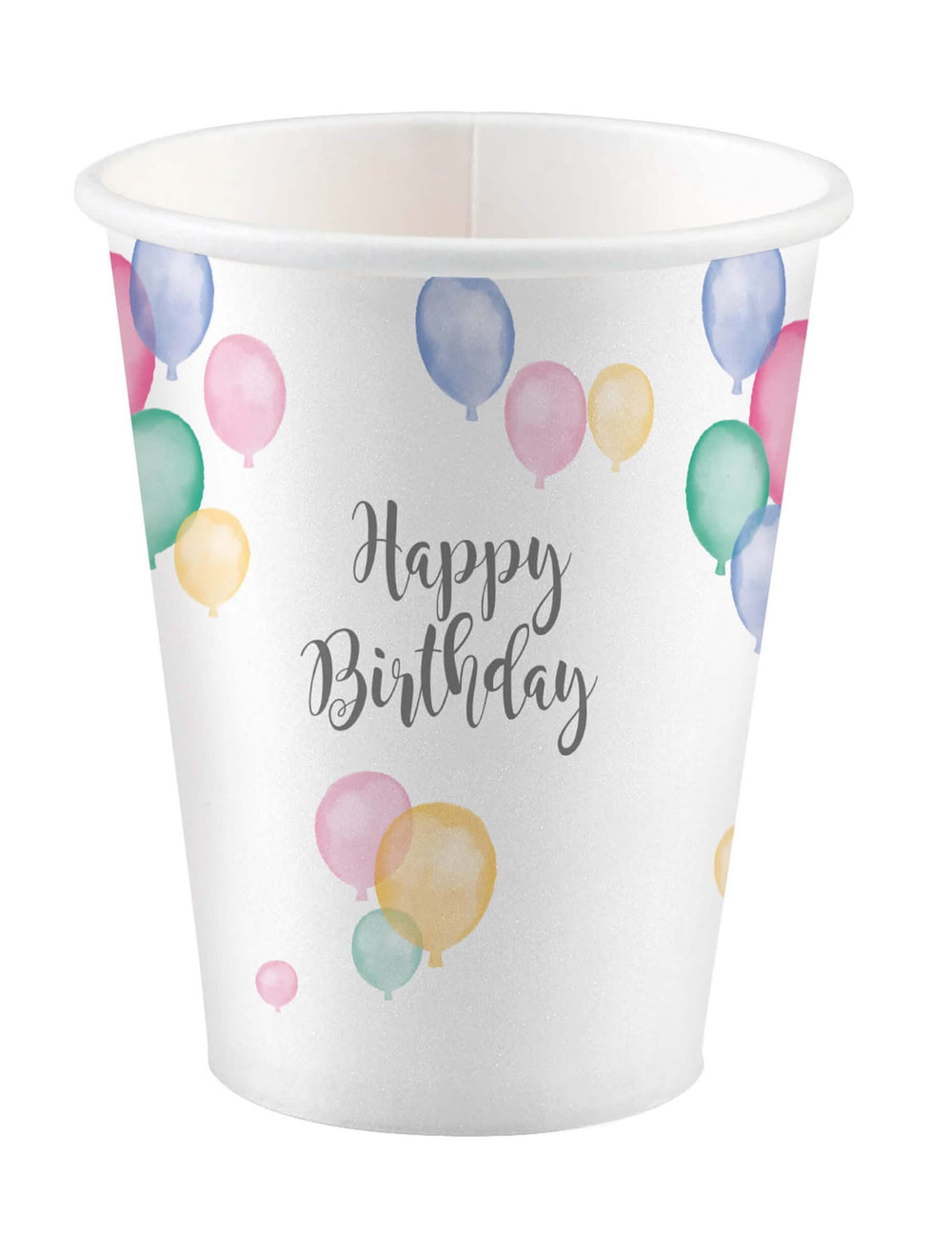 Картонени чаши Happy Birthday балони за парти в пастелни цветове