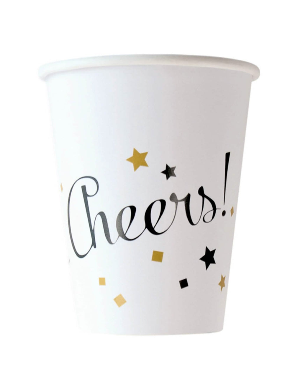 Картонени чаши happy new year за парти бял и златен с надпис Cheers