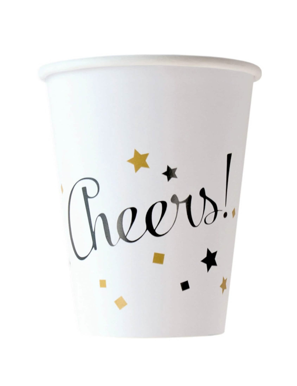 Картонени чаши happy new year за парти бял и златен с надпис Cheers
