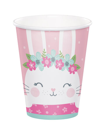 8 розови картонени чаши Малко Зайче 266 мл 