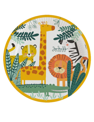 8 хартиени чинии за диво сафари 23 cm, животни от джунглата
