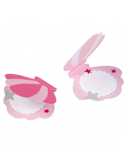 8 картички за място с морски раковини от розова хартия