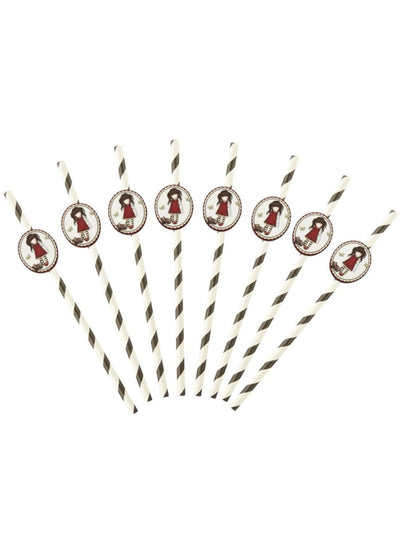 Pailles en carton Ruby Santoro pour enfant rayées noir et blanc