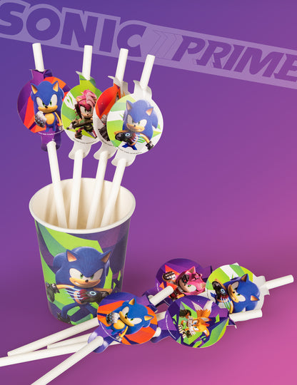 Mise en situation avec gobelet des pailles Sonic Prime