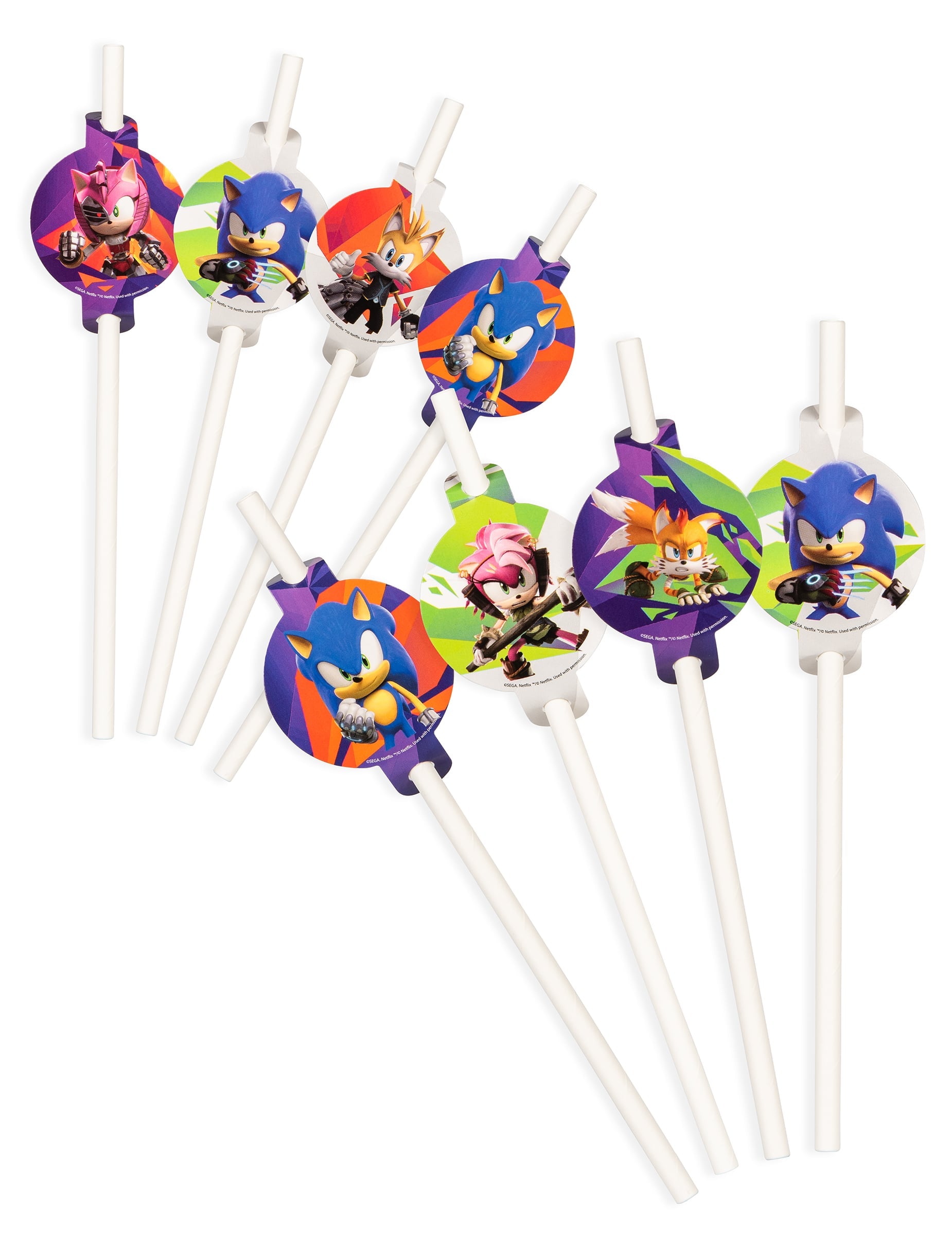 Pailles Sonic Prime pour enfant blanches et multicolores