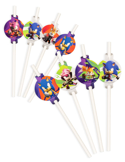 Pailles Sonic Prime pour enfant blanches et multicolores