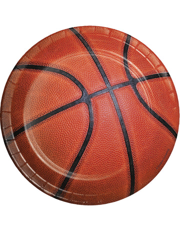 8 petites assiettes en carton ballon de basket 18 cm pour anniversaire