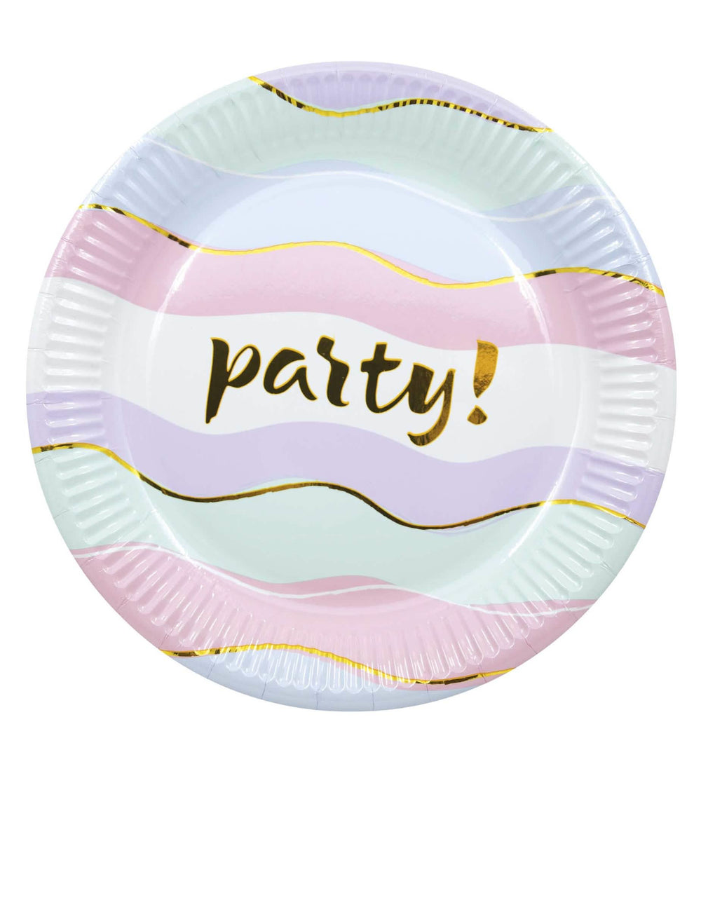 чинии от картон Elegant Party за пастелно парти с вълни в злато