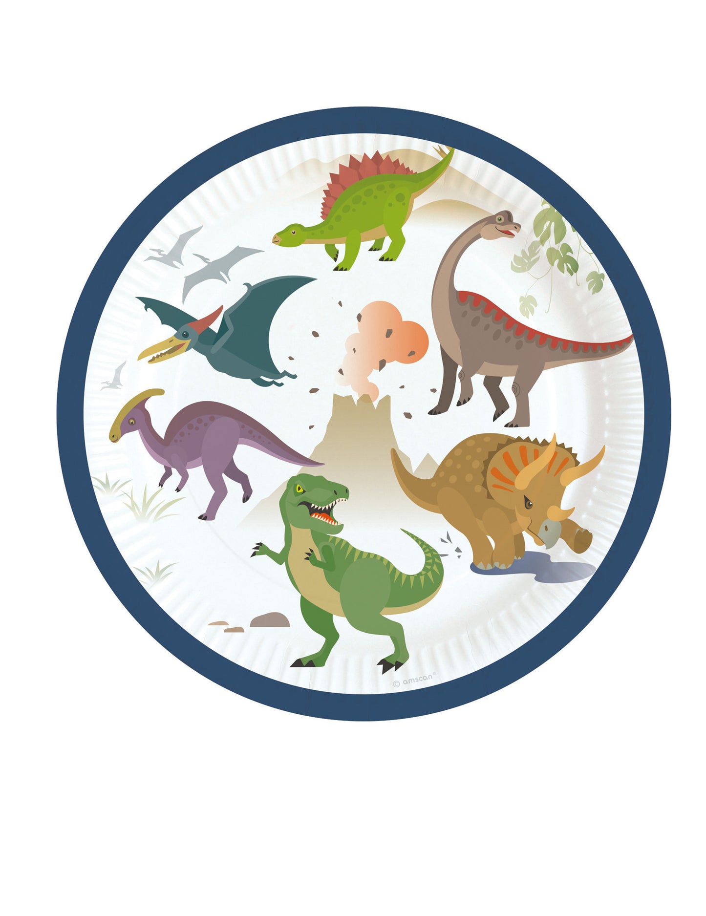 8 малки картонени чинии с големи динозаври 18 cm за рожден ден