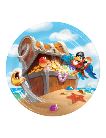 8 малки хартиени чинийки с пиратски съкровища 18 cm за рожден ден