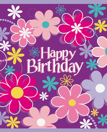 8 парти торбички happy birthday с цветя 18 x 23 cm за подаръци 