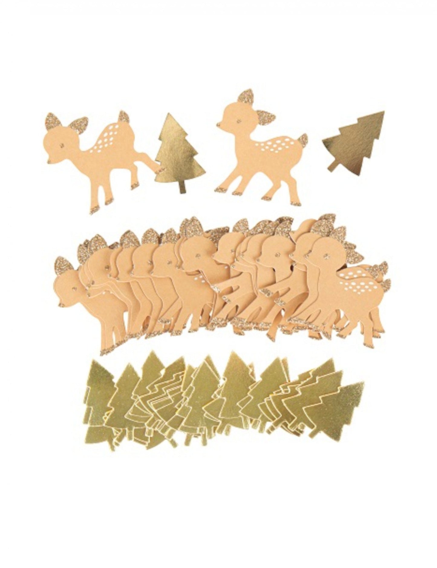 80 конфети във формата на малко еленче и златни ели