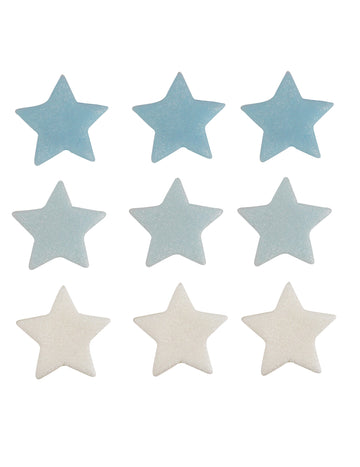 Décorations gâteau en sucre étoiles pour pâtisserie bleues et blanches