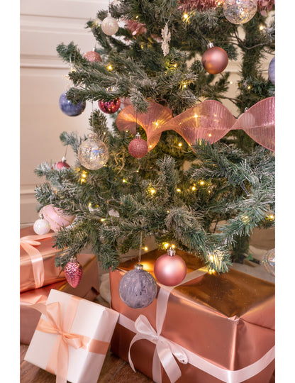 9 коледни топки от розово злато 6 cm