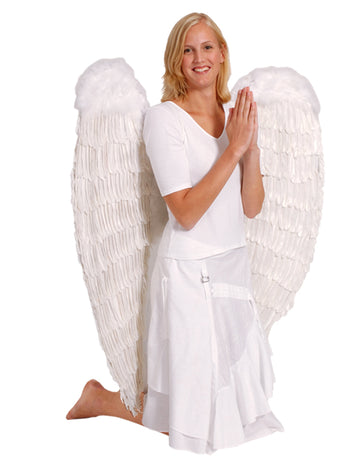 Гигантски бели пернати крила 120 x 120 cm възрастен